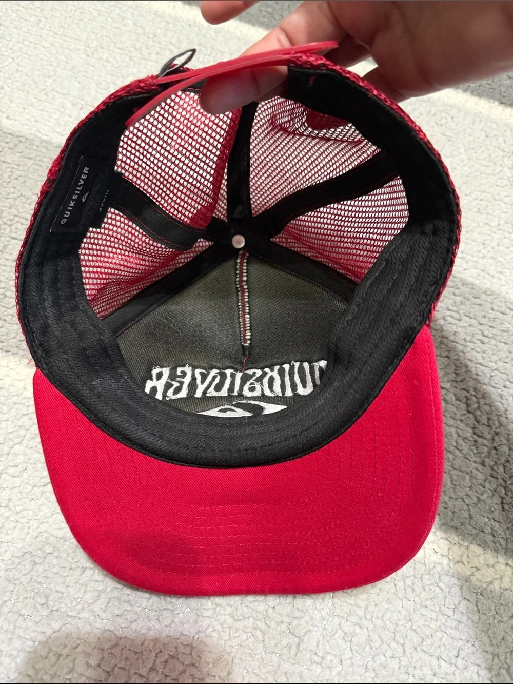 Kids Quiksilver Bright Red Logo Mesh Trucker Hat